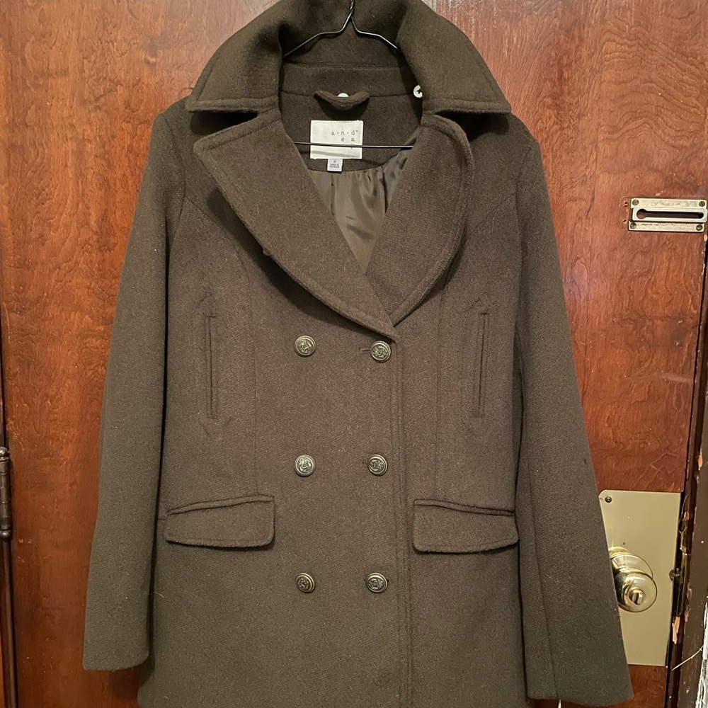 New Military Pea Coat Olive Green